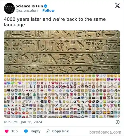 Hieroglyphs emoji meme 4000 years joke