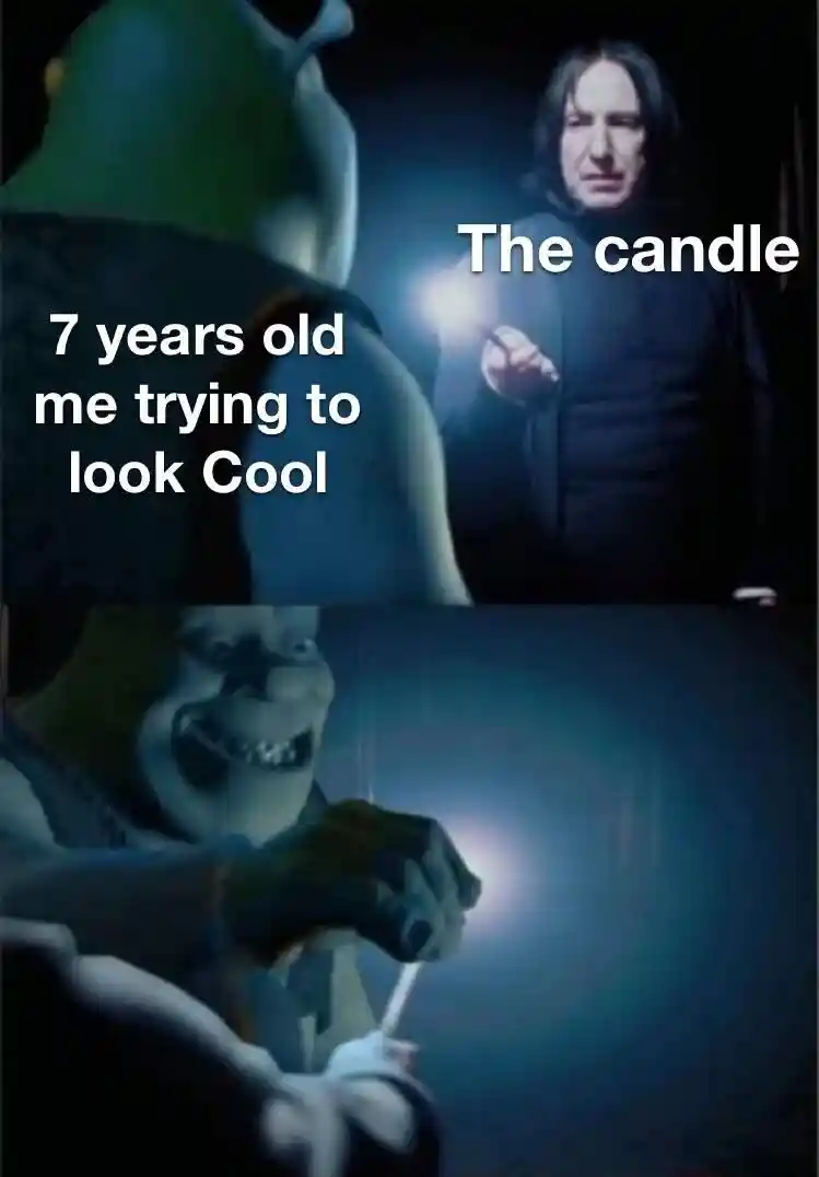 Shrek snape candle meme kid acts cool