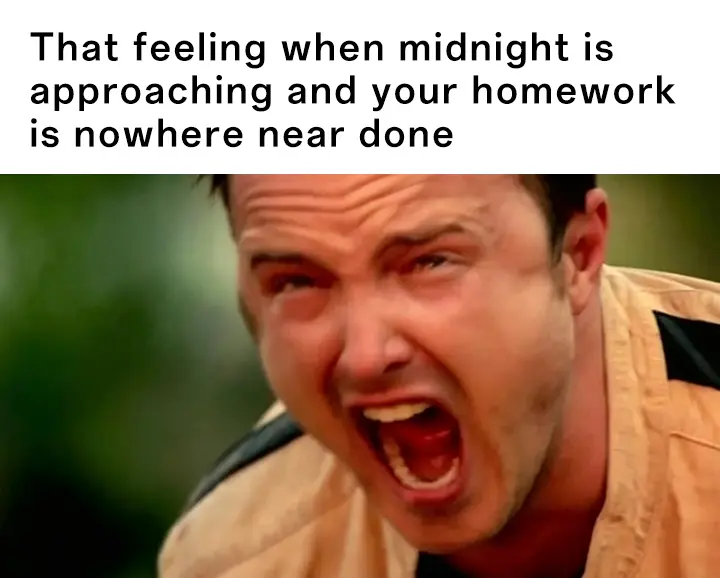 Aaron paul screaming meme panicking over undone homework
