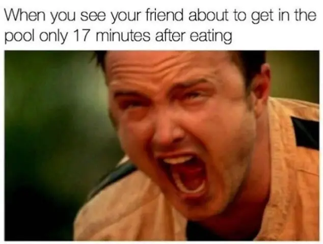 Aaron paul screaming meme panicking at friend entering pool