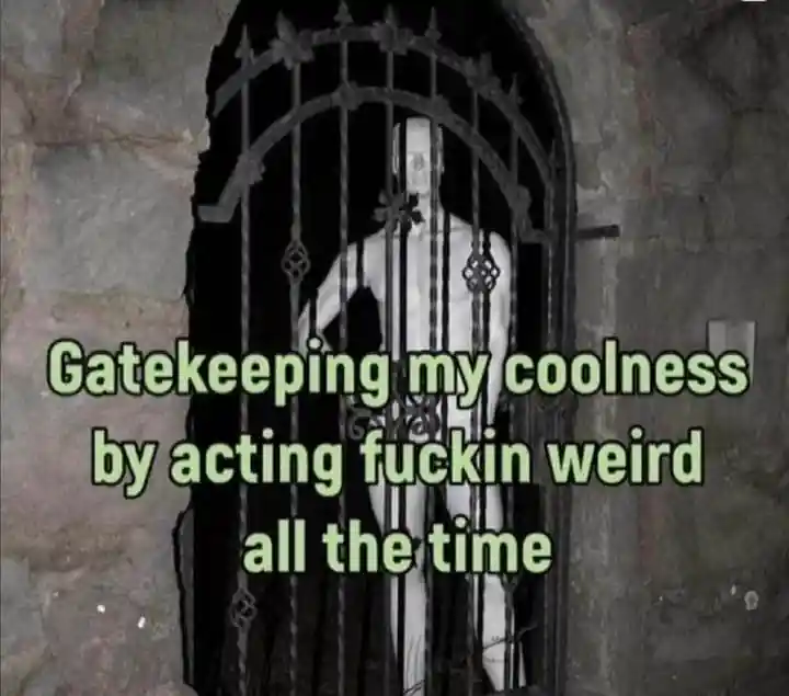 Gatekeeping coolness meme acting weird all the time