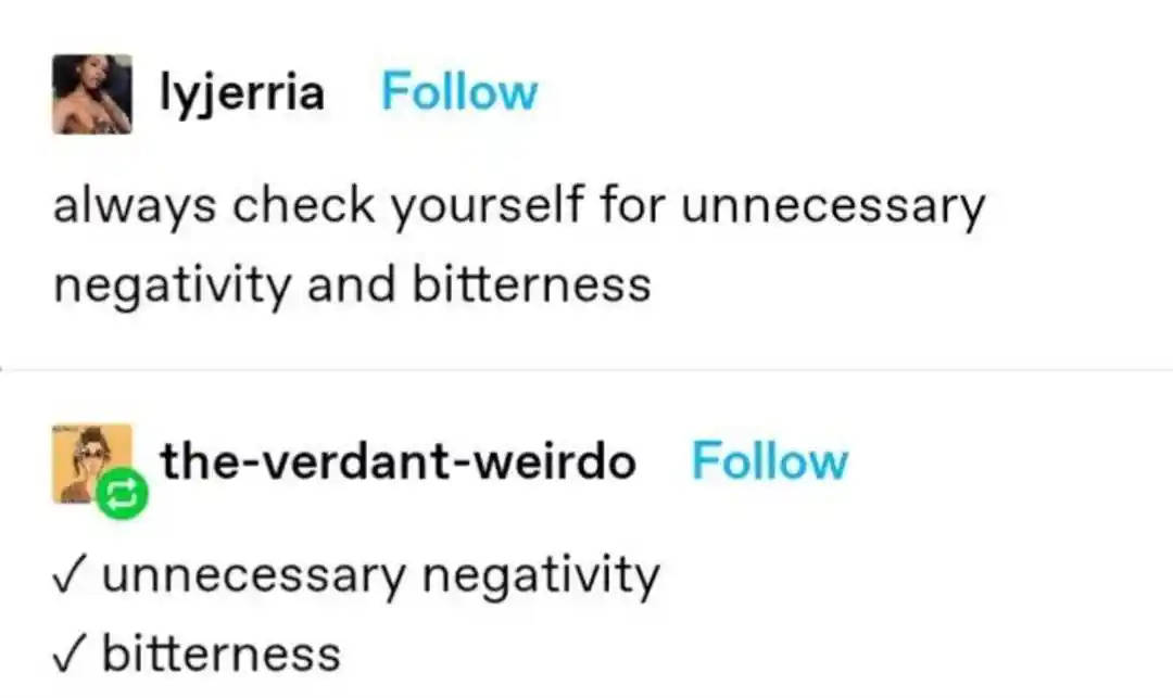 Negativity check meme marking all boxes