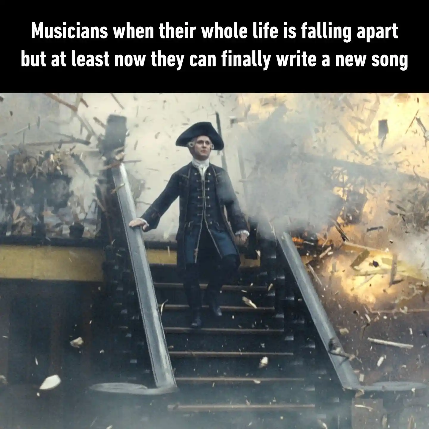 Musicians life falling apart meme writing new song