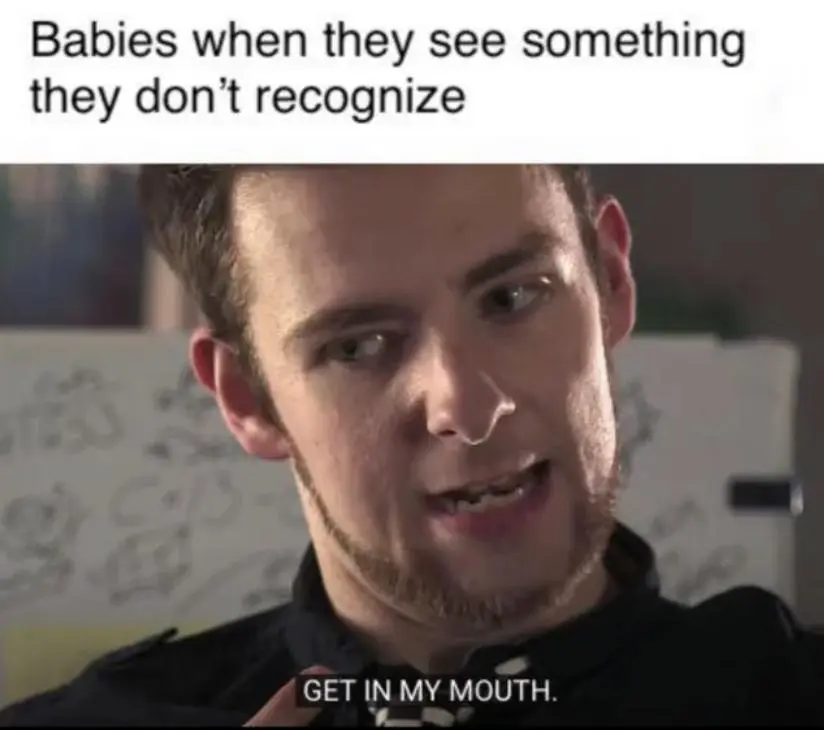 Babies new things meme want in mouth