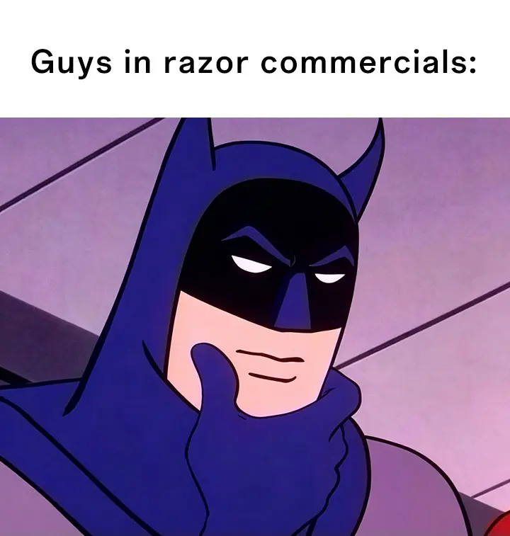 Batman thinking meme razor ads