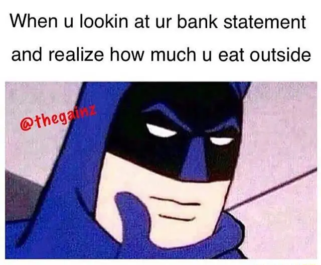 Batman thinking meme mad at food bill