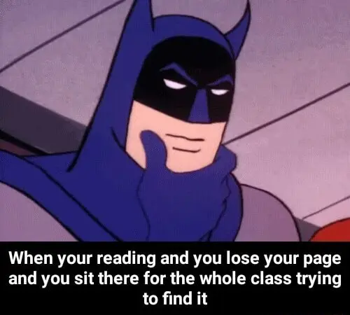 Batman thinking meme finding lost reading page