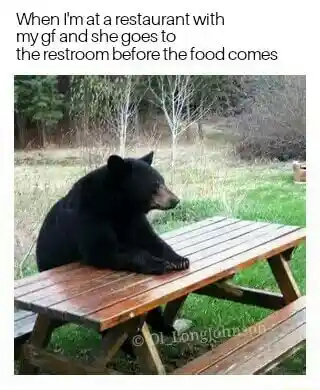 Bear waiting meme waiting for gf at cafe