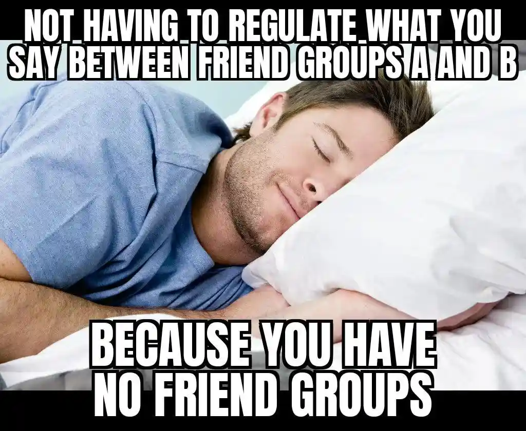 No friend groups meme sleeping soundly