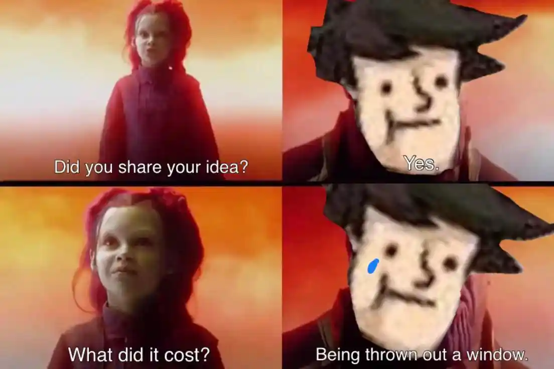 Shared idea meme cost thrown out window