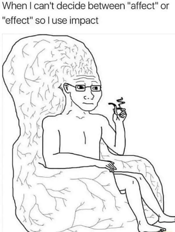 Big brain wojak meme using impact to avoid mixup