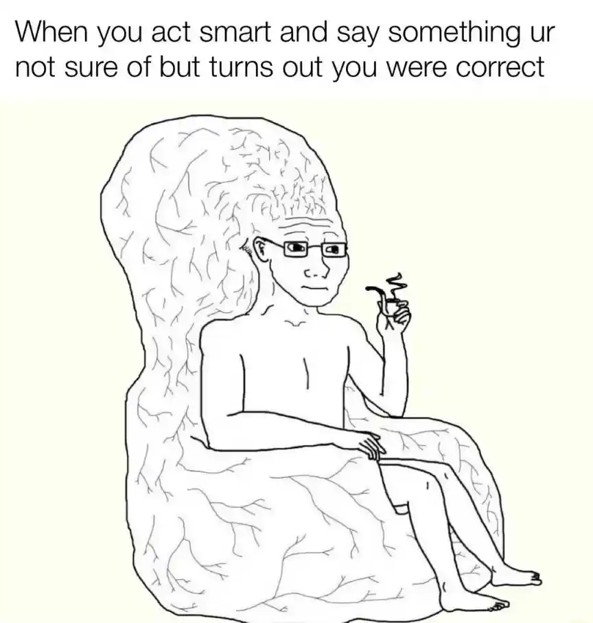 Big brain wojak meme act smart is right