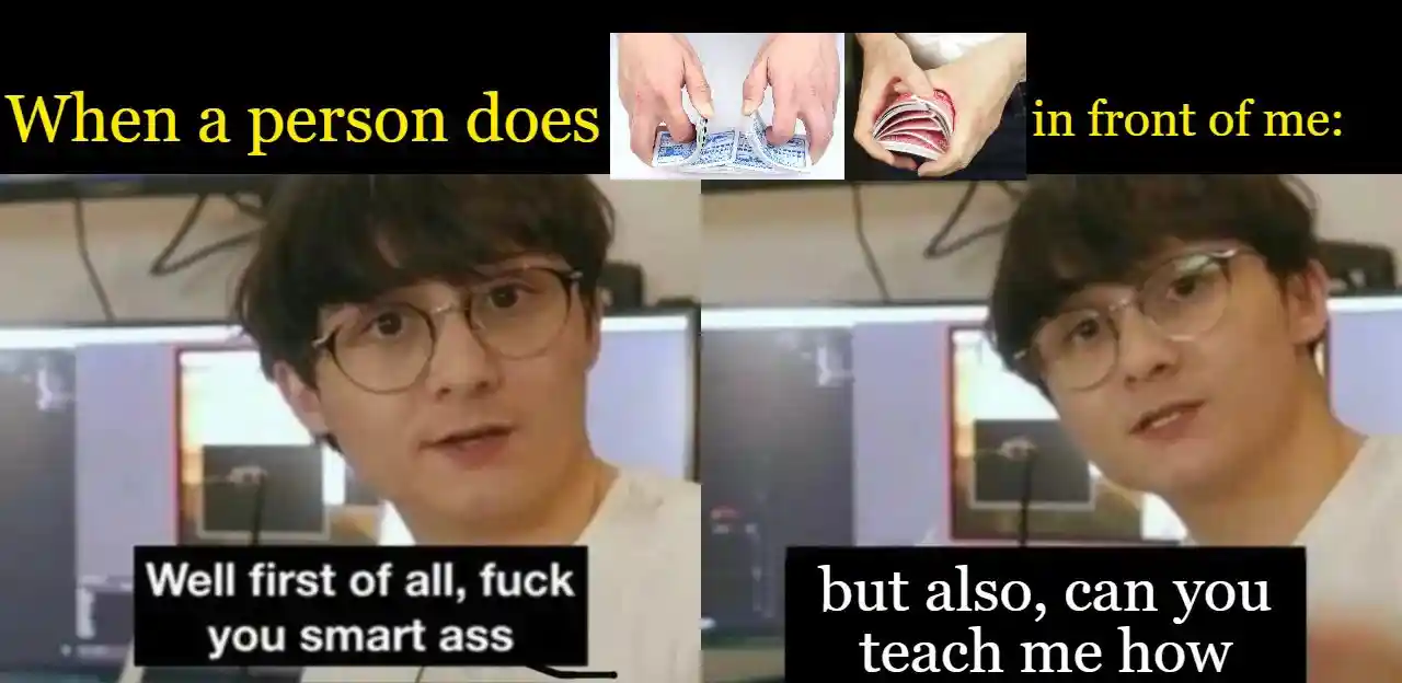 Card shuffling meme shows mixed reaction