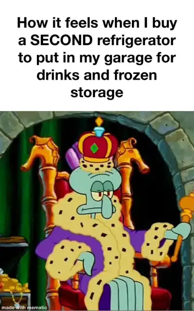 Garage fridge meme feels royal