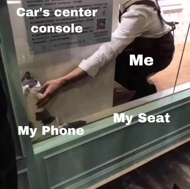 Car center console meme get phone