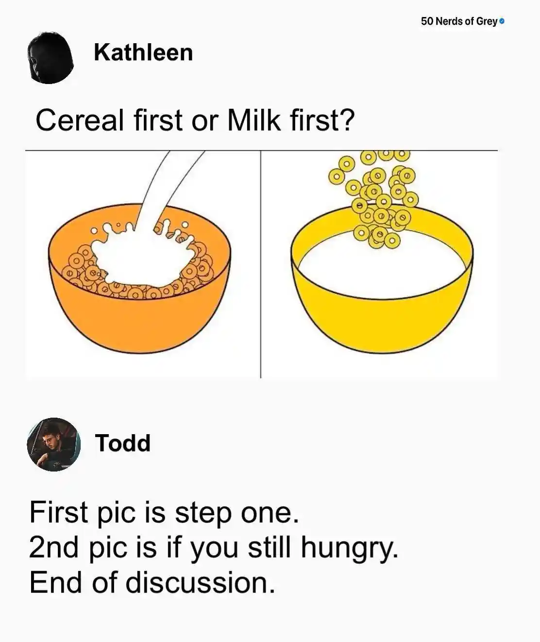 Cereal milk debate meme funny food hack