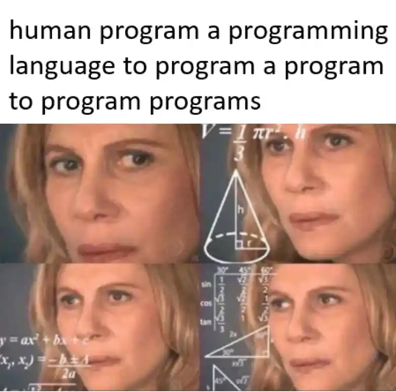 Confused math lady meme confused by nested programming logic
