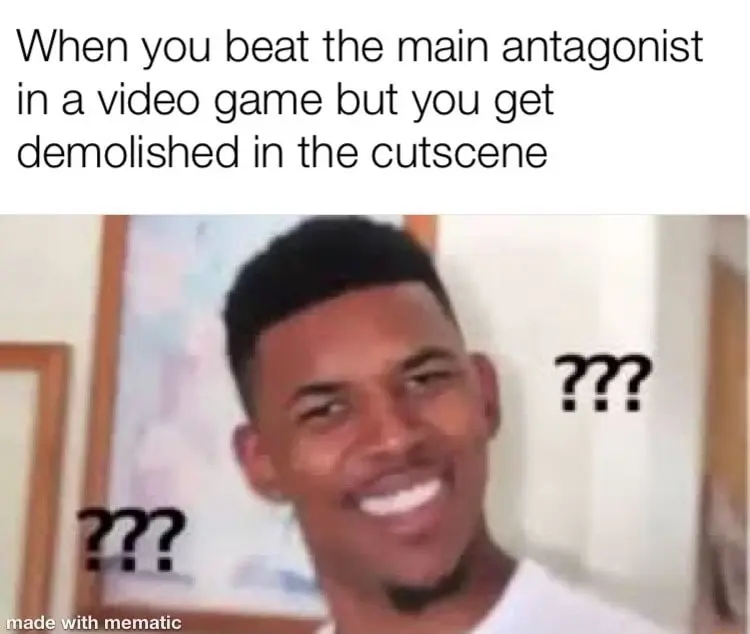 Confused nick young meme beat boss then demolished in cutscene