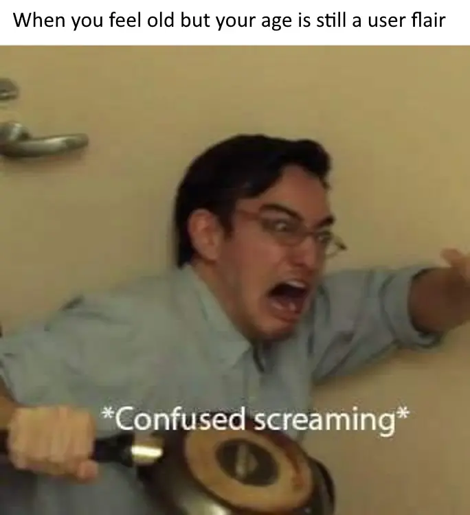 Confused screaming meme feel old as user flair
