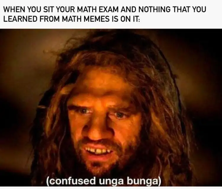 Confused unga bunga meme confused at math exam