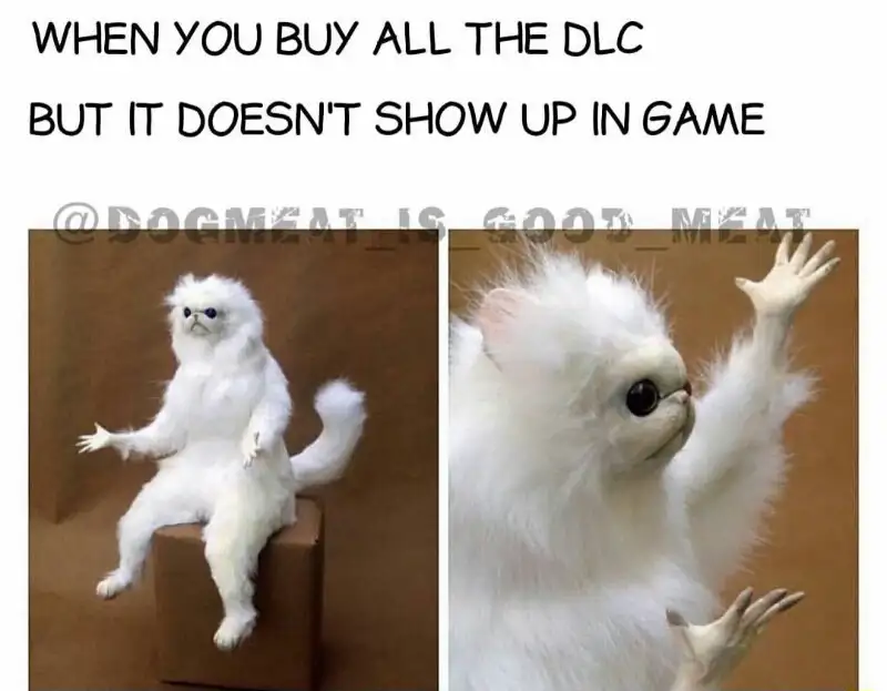 White monkey meme upset over missing dlc