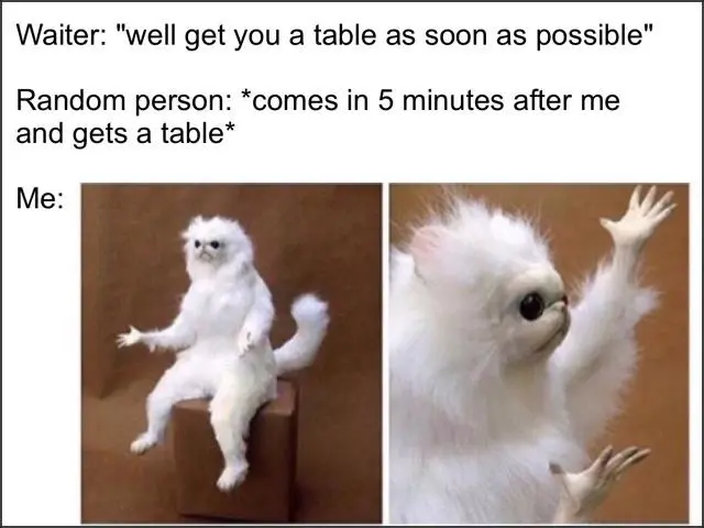 White monkey meme annoyed at queue jump
