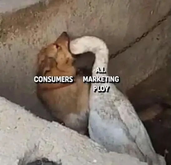 AI marketing ploy chokes consumers meme