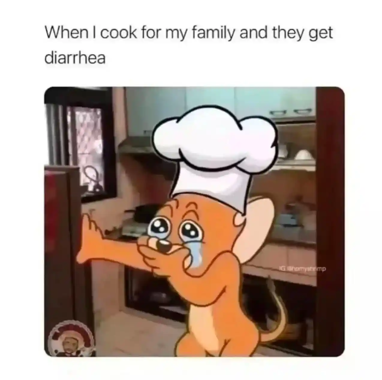 Cooking fail meme crying sadly