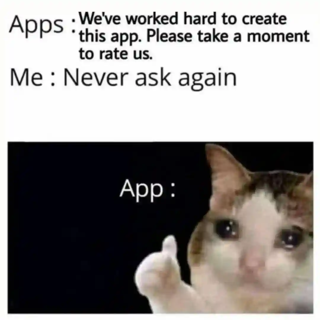 Crying cat thumbs up meme sad app rate