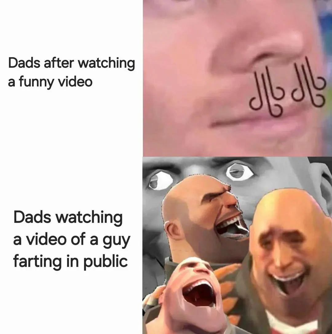 Dads meme laughing at public fart video
