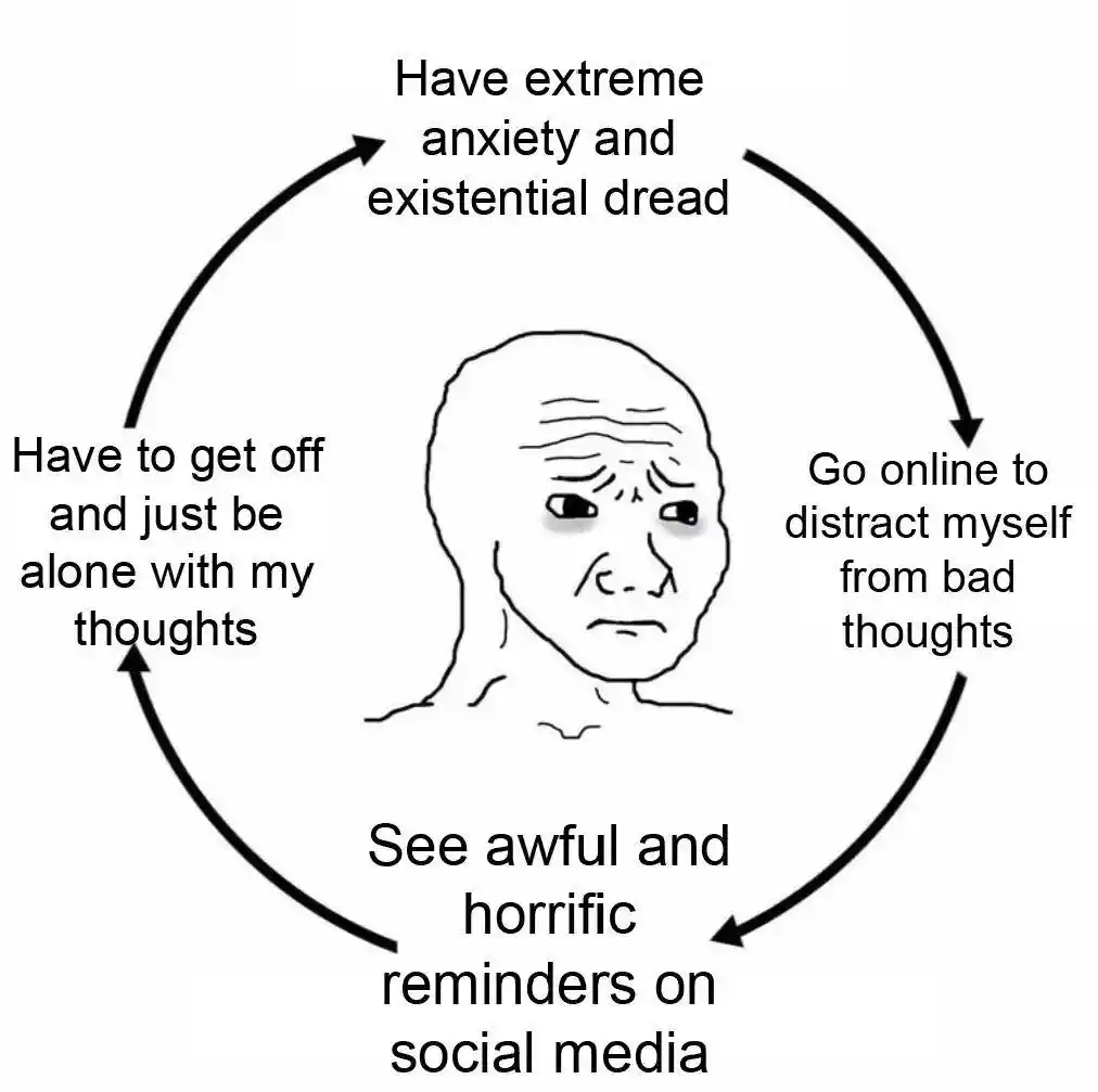 Depressed Wojak Cycle meme online anxiety loop
