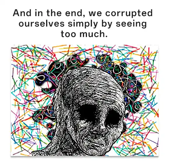 Depressed wojak meme corrupted by overuse