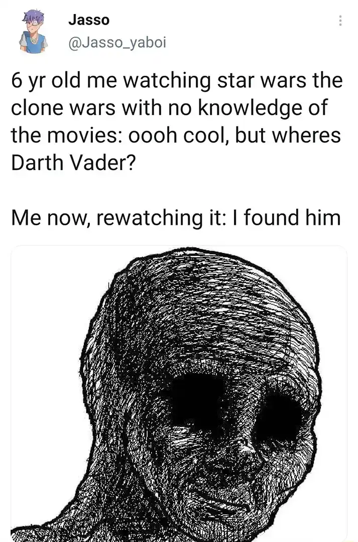 Depressed wojak meme found darth vader