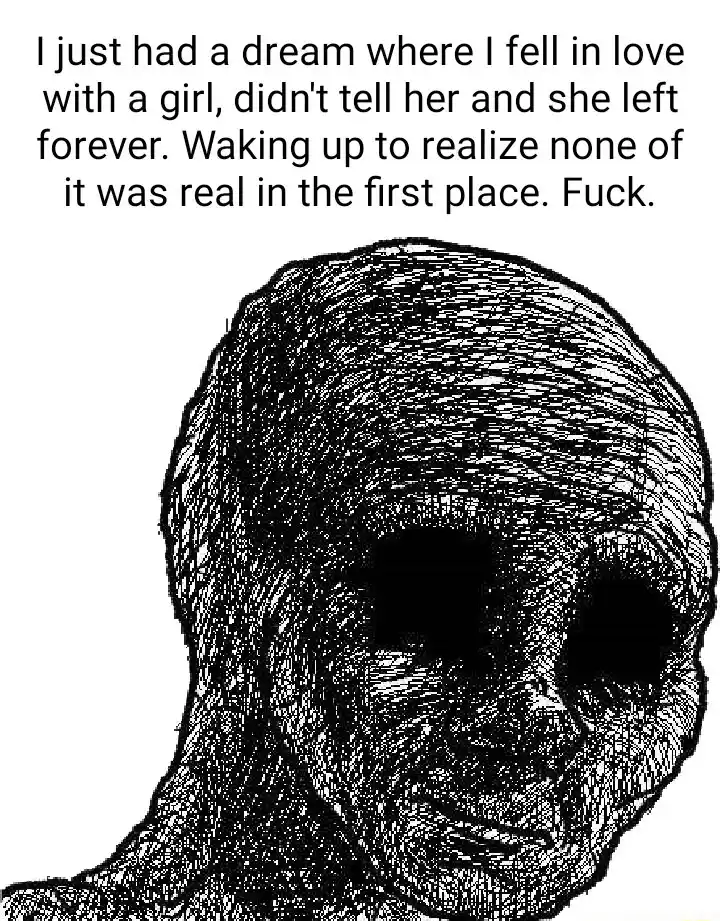 Depressed wojak meme sad waking up