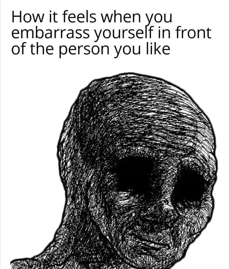 Depressed wojak meme cringe before crush