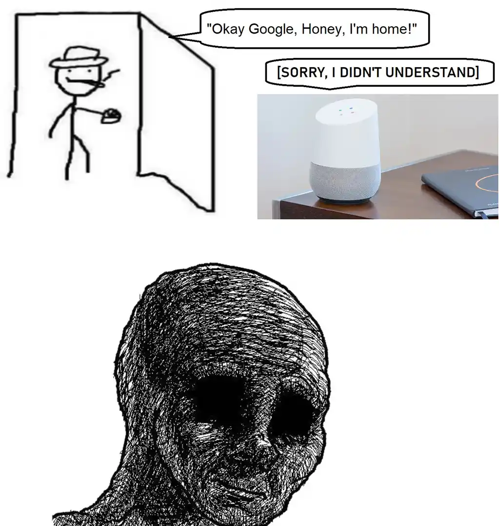 Depressed wojak meme no google reply