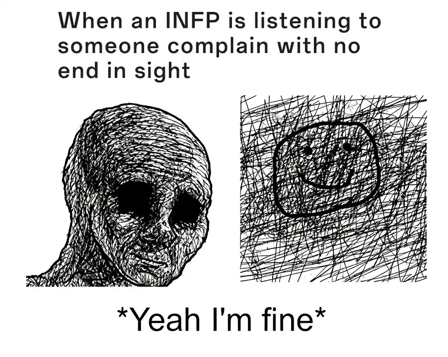 Depressed wojak meme hearing long rants