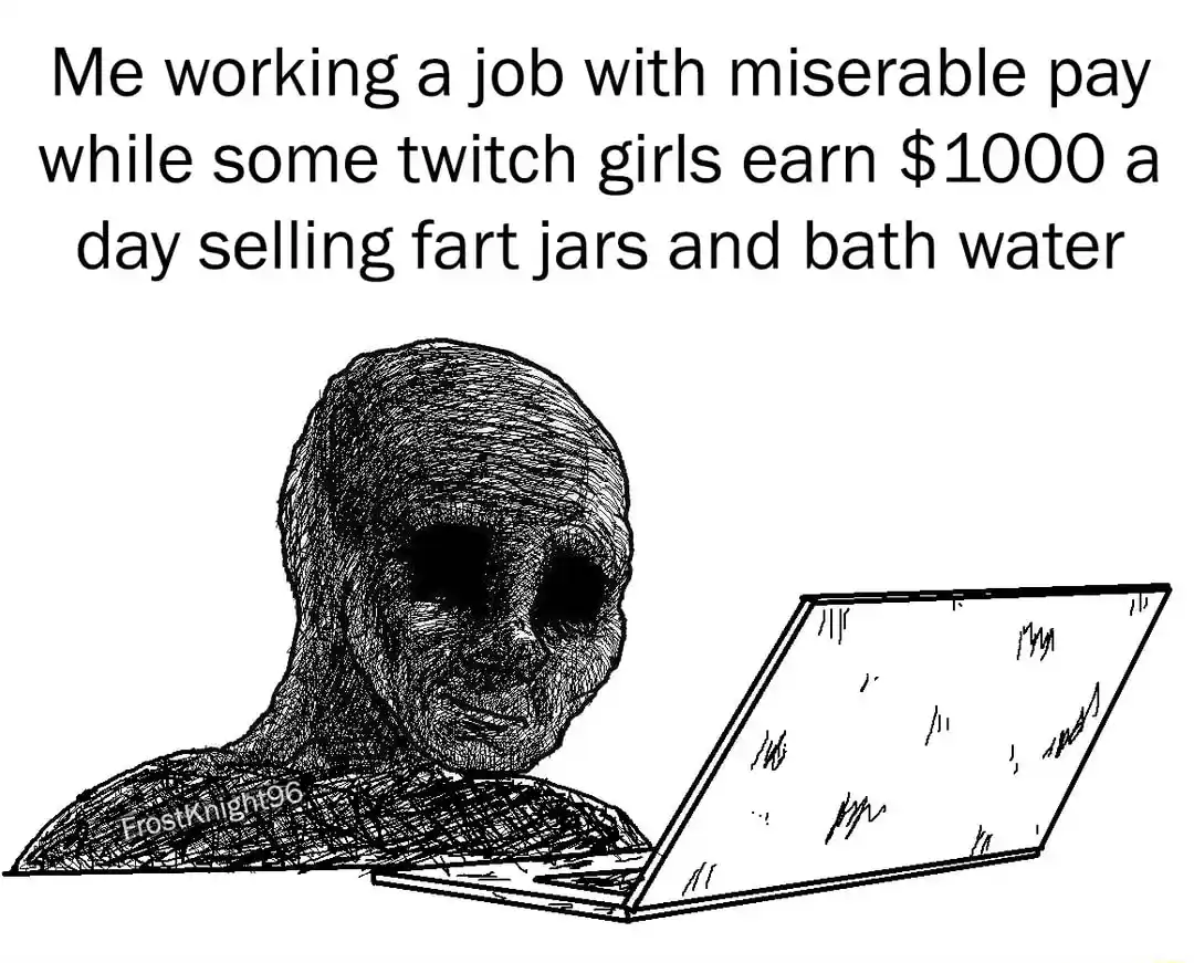 Depressed wojak meme sad at low pay