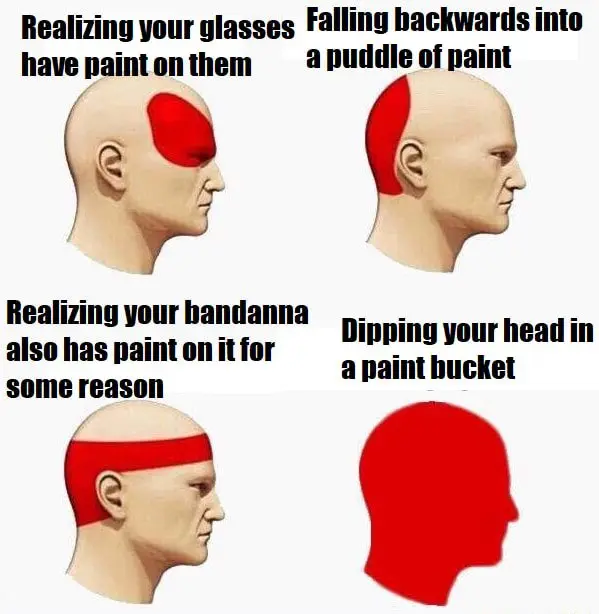 Paint meme showing full head red paint