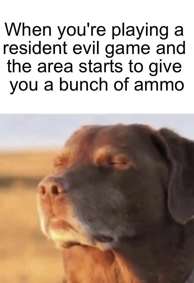 Dog closing eyes meme get resident evil ammo