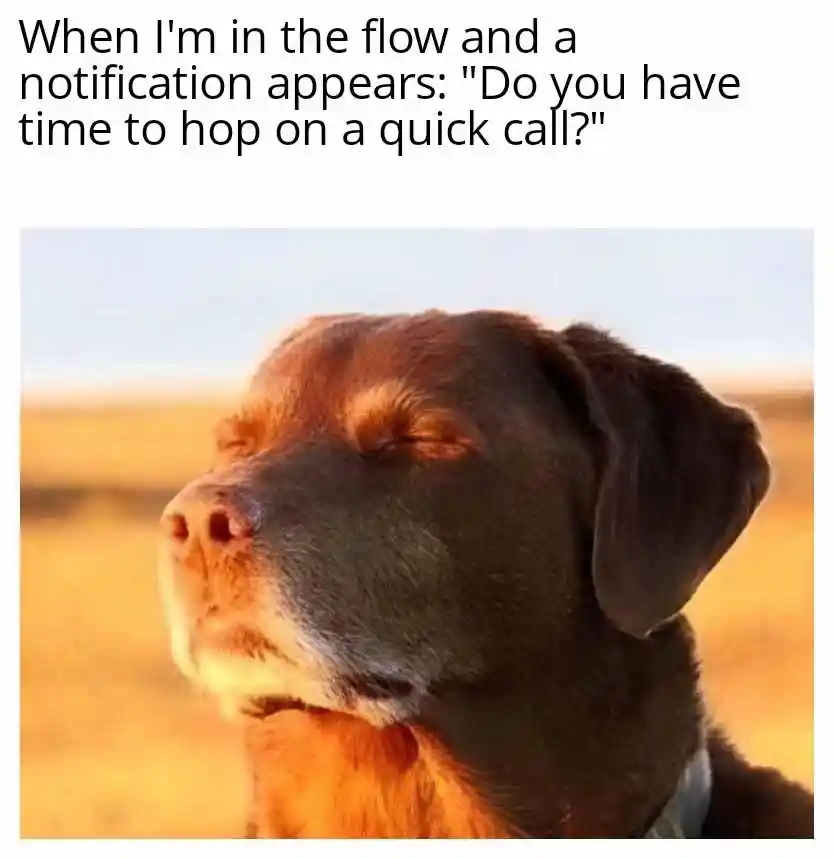 Dog closing eyes meme mad at quick call
