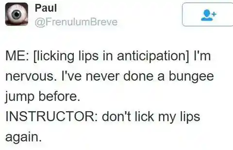 Bungee jump meme awkward misread by instructor