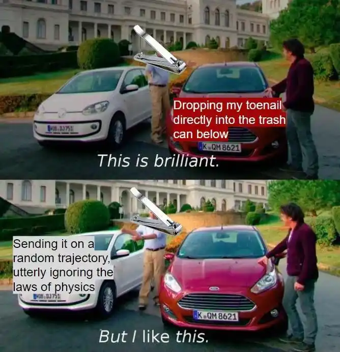 Nail flicking meme defying physics laws