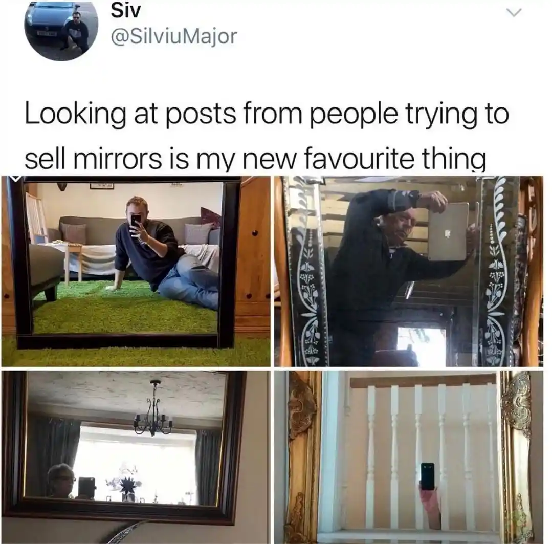 Mirror sellers meme taking funny hidden selfies