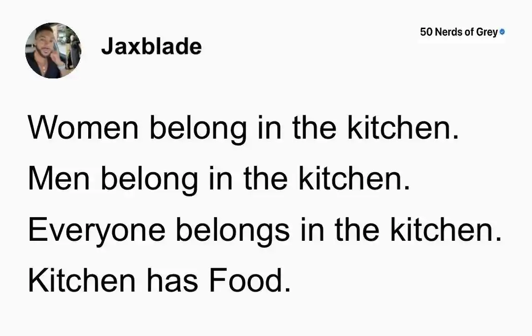 Everyone in kitchen meme about food