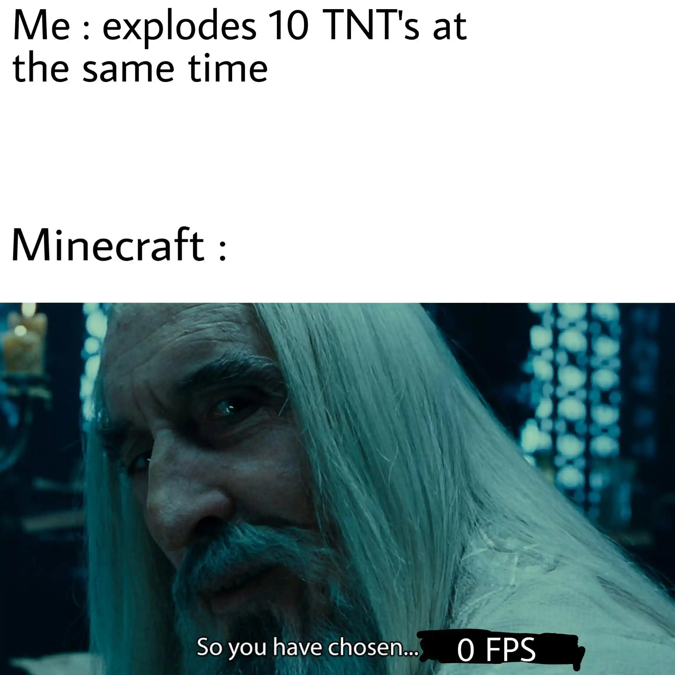 Minecraft tnt blast meme gets 0 fps lag