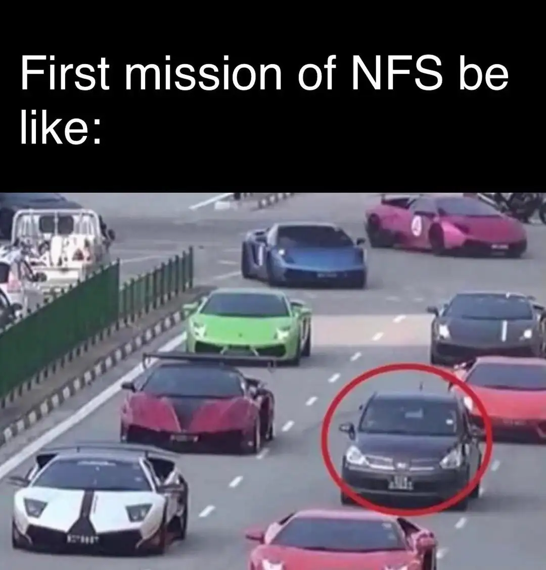 NFS first mission meme car vs supercars