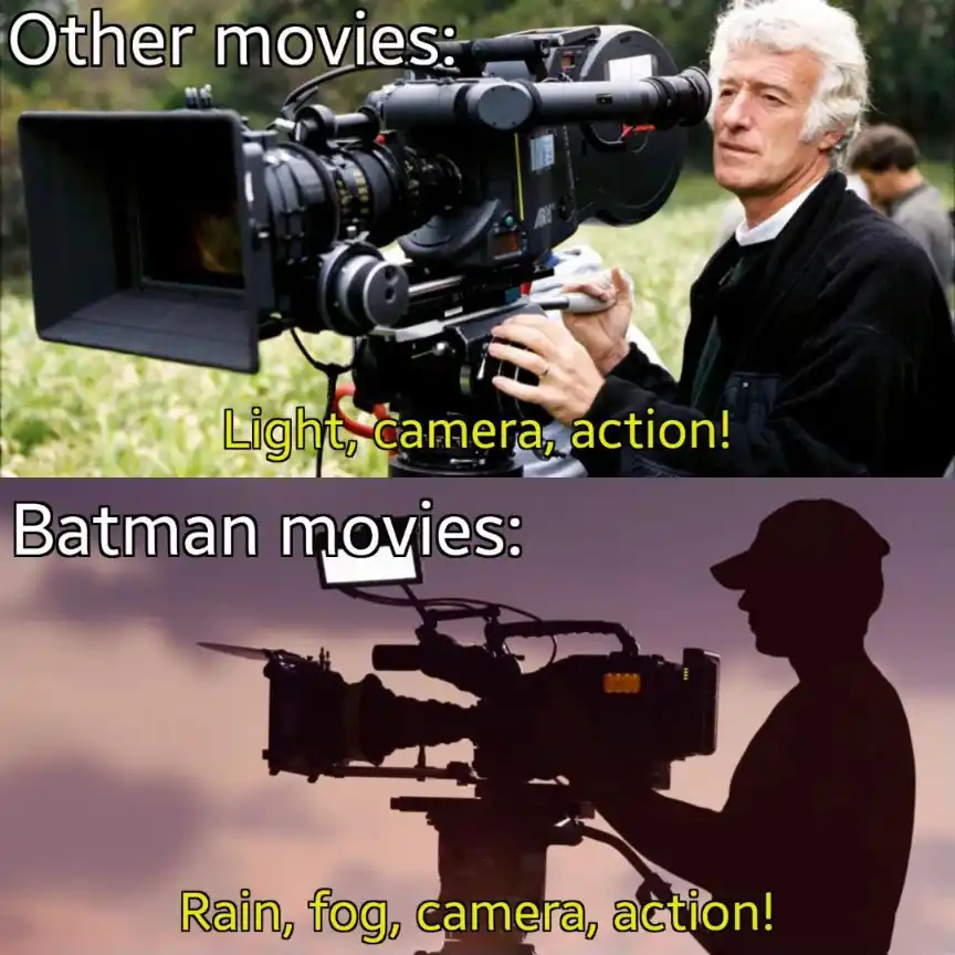 Batman movies meme Parody rain fog shoot