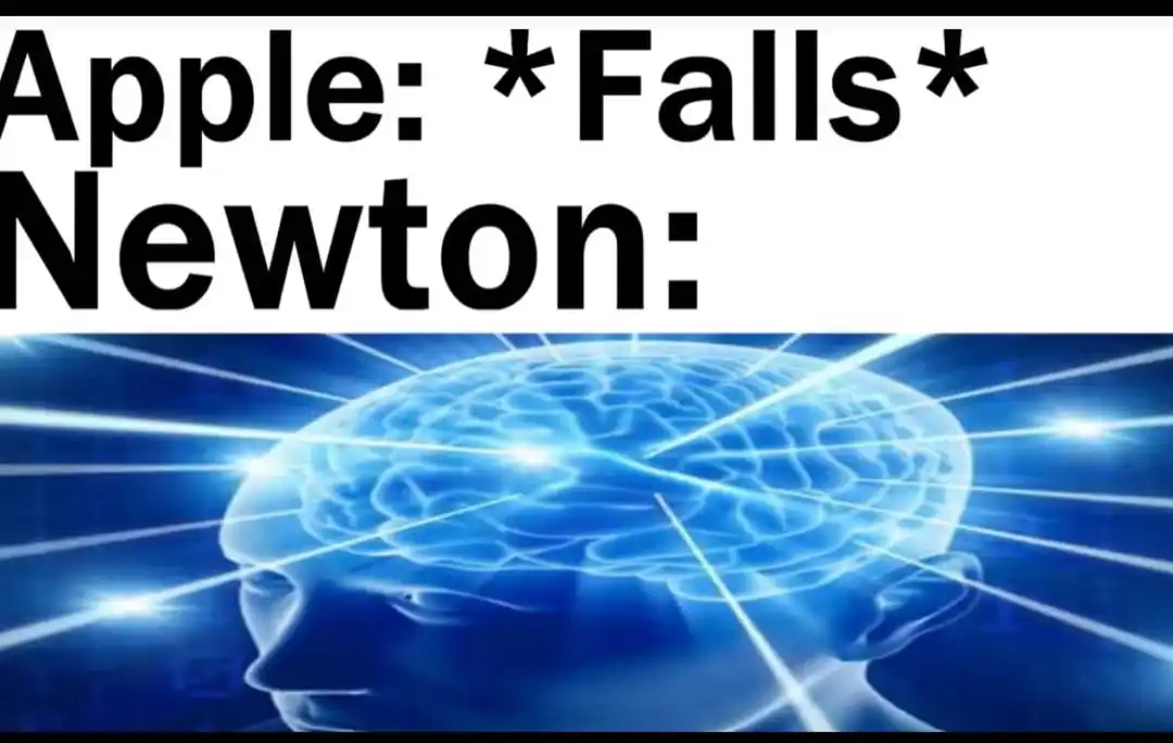 Galaxy brain meme Newton finds gravity