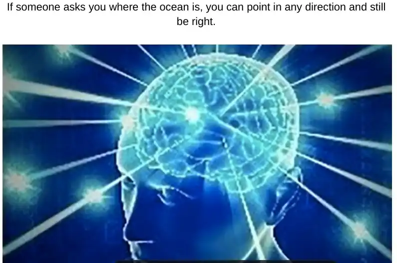 Galaxy brain meme ocean pointing logic